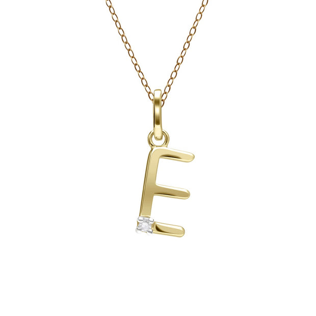 Initial Diamond Letter Necklace In 9ct Yellow Gold