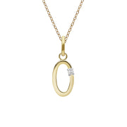 Initial Diamond Letter Necklace In 9ct Yellow Gold