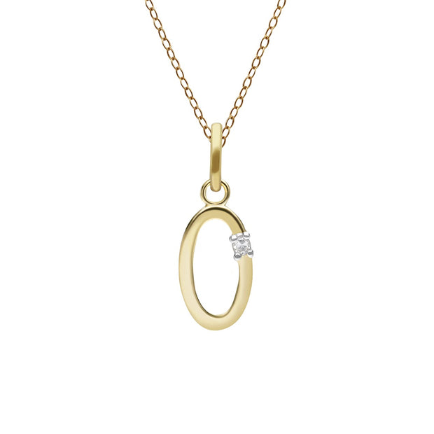 Initial Diamond Letter Necklace In 9ct Yellow Gold