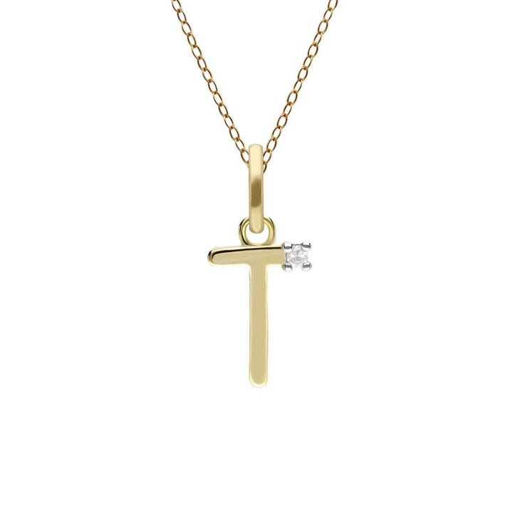 191P0769019 Initial Diamond Letter Necklace In 9ct Yellow Gold 21
