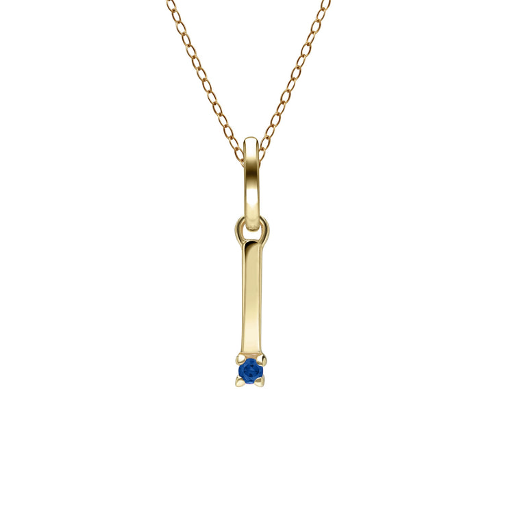 Initial Blue Sapphire Letter Necklace In 9ct Yellow Gold