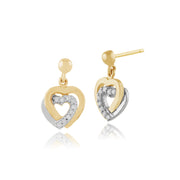 Classic Diamond Double Heart Drop Earrings & Pendant Set Image 2