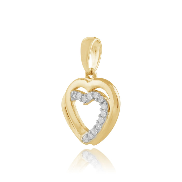 Classic Diamond Double Heart Drop Earrings & Pendant Set Image 5