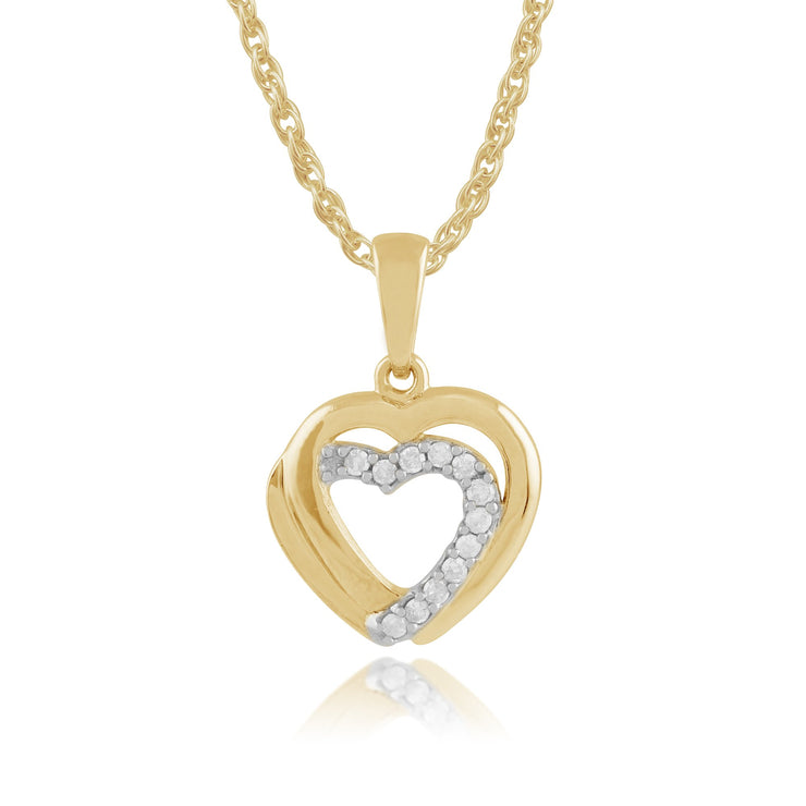 Classic Diamond Double Heart Drop Earrings & Pendant Set Image 4
