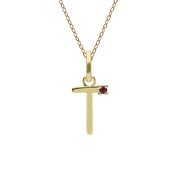 Initial Ruby Letter Necklace In 9ct Yellow Gold