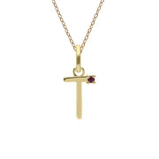 Initial Ruby Letter Necklace In 9ct Yellow Gold