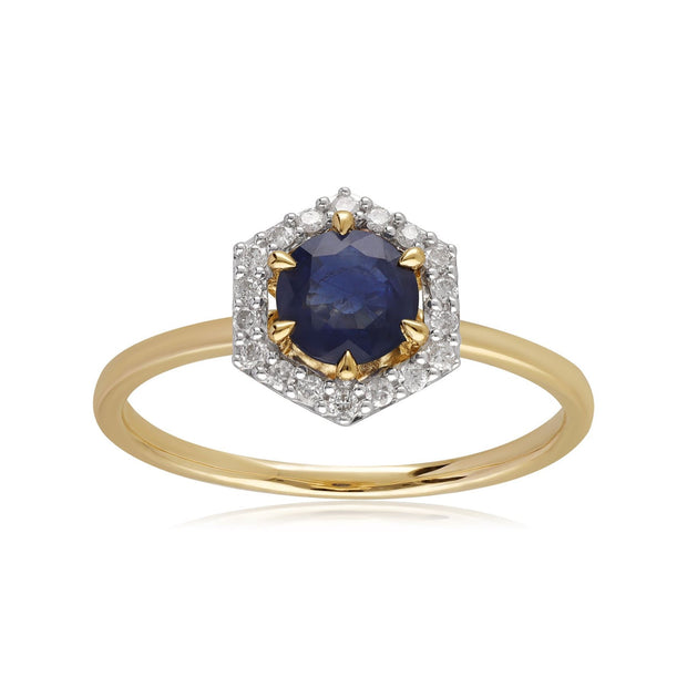 9ct Gold 0.92ct Sapphire & Diamond Halo Engagement Ring