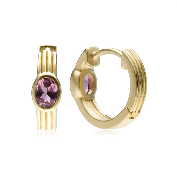 Caruso Pink Tourmaline Huggie Hoop Earrings