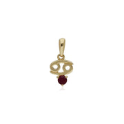 Ruby Cancer Zodiac Charm in 9ct Yellow Gold