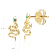 ECFEW™ Emerald Snake Wrap Stud Earrings in 9ct Yellow Gold
