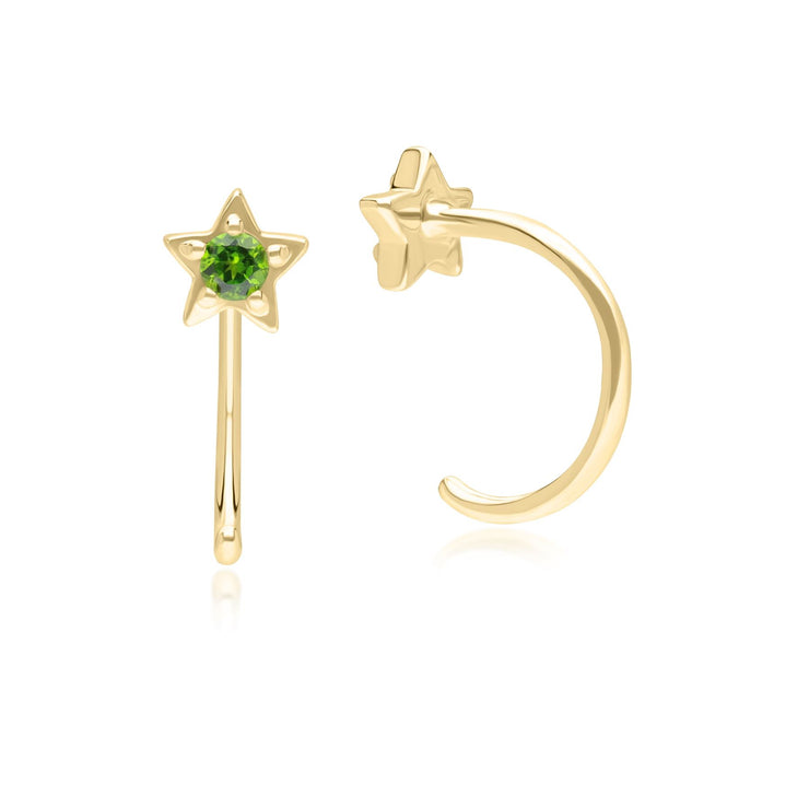 Modern Classic Chrome Diopside Pull Through Hoop Earrings in 9ct Yellow Gold