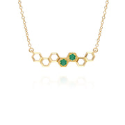 Honeycomb Inspired Emerald Link Necklace in 9ct Yellow Gold