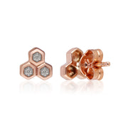 Diamond Trilogy Mismatched Stud Earrings in 9ct Rose Gold