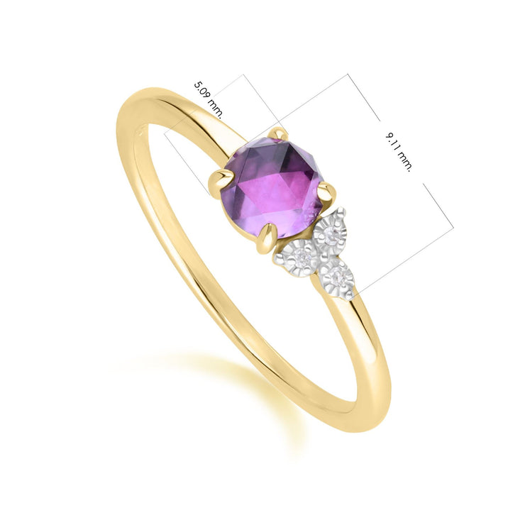 Classic Amethyst & Diamond Ring in 9ct Yellow Gold