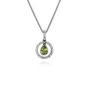 Classic Peridot & Marcasite Drop Earrings & Necklace Set Image 3