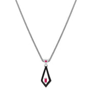 Grand Deco Enamel & Ruby Pendant in 9ct White Gold