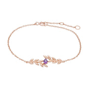 O Leaf Amethyst Bracelet & Ring Set in 9ct Rose Gold