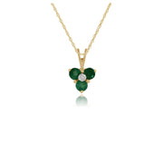 Floral Emerald & Diamond Cluster Stud Earrings & Pendant Set Image 4