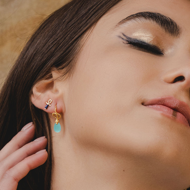 ECFEW™ 'The Ruler' Turquoise Winding Snake Drop Earrings