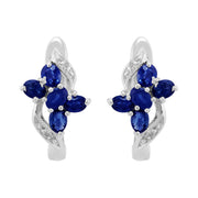 Classic Sapphire & Diamond Butterfly Hoop Earrings Image 1