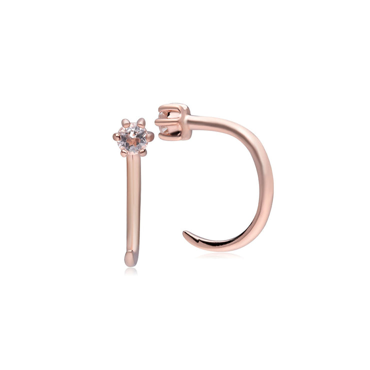 Morganite Pull Through Hoop Earrings in 9ct Rose Gold Back