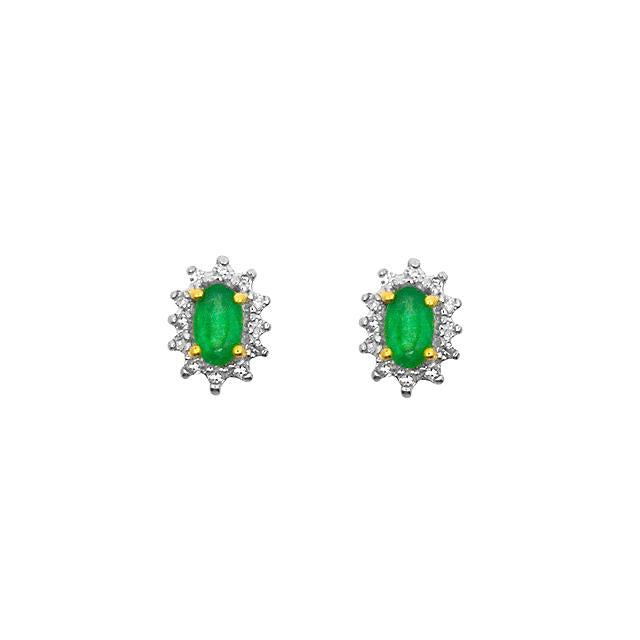Classic Emerald & Diamond Halo Cluster Stud Earrings & Pendant Image 2