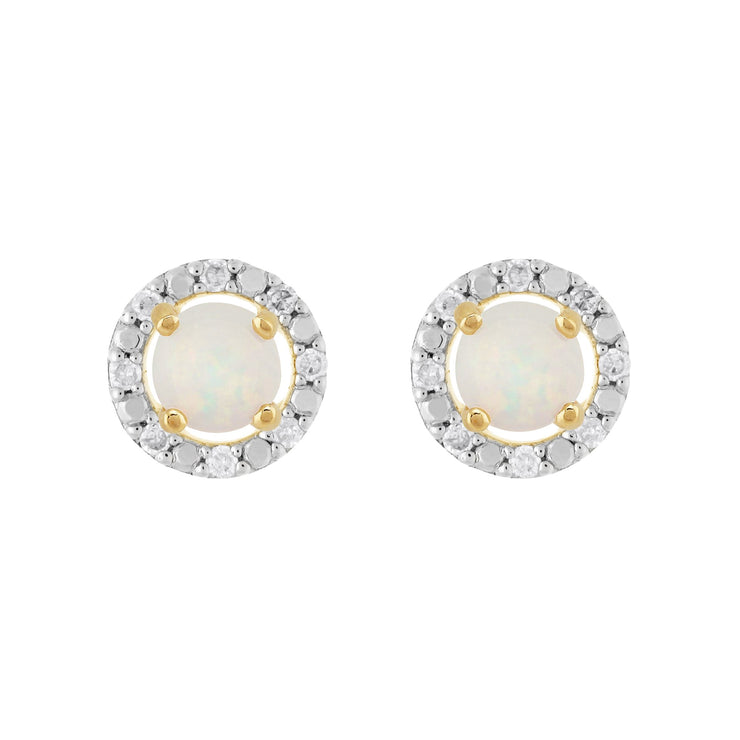 Classic Opal Stud Earrings & Diamond Round Earrings Jacket Set Image 1