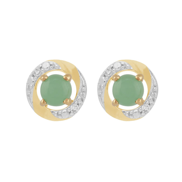 Classic Jade Studs & Diamond Halo Ear Jacket Image 1 