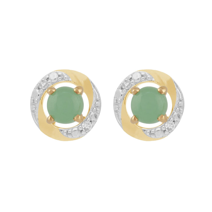 Classic Jade Studs & Diamond Halo Ear Jacket Image 1 