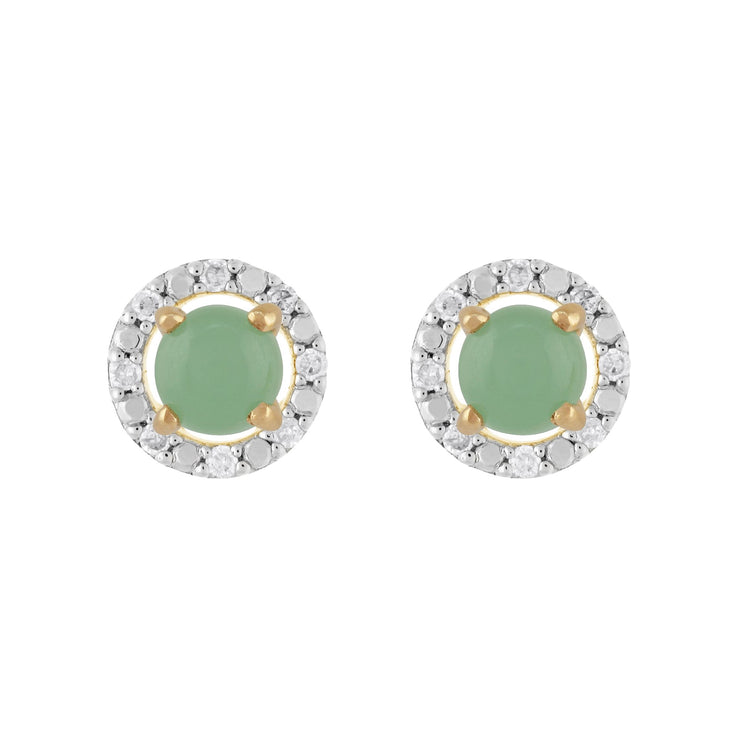 Classic Jade Stud Earrings & Diamond Round Earrings Jacket Set Image 1