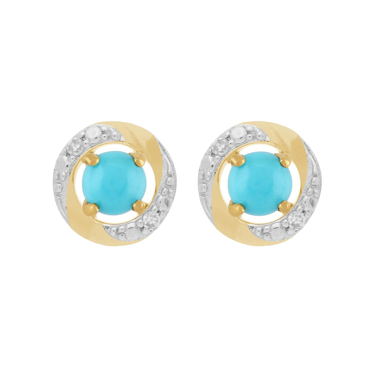Classic Turquoise Stud Earrings & Diamond Halo Ear Jacket Image 1 