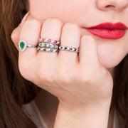 Emerald & Diamond Half Eternity Ring Image 3