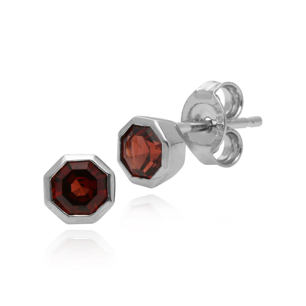 Geometric Garnet Stud Earrings Image 1