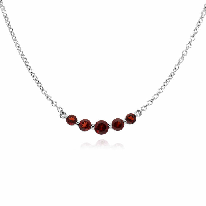 270N034102925-270R055902925 Classic Round Garnet Five Stone Gradient Ring & Necklace Set in 925 Sterling Silver 2