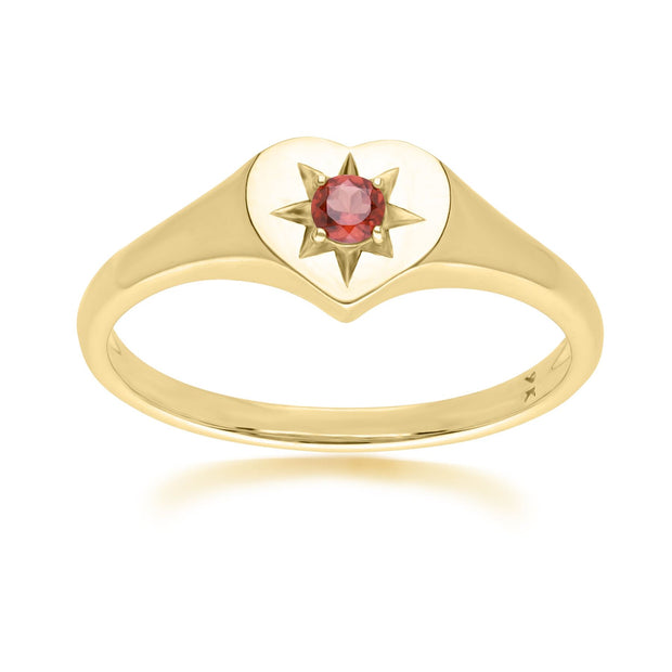 ECFEW™ 'The Liberator' Garnet Heart Ring in 9ct Yellow Gold