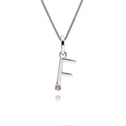 Initial Pink Sapphire Letter Charm Necklace in 9ct White Gold