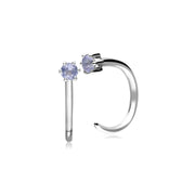 Tanzanite Pull Through Hoop Earrings in 9ct White Gold