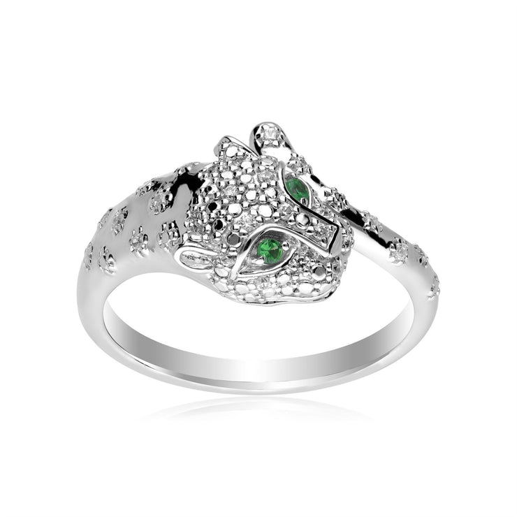 ECFEW™ 'The Unifier' Tsavorite & Diamond Cheetah Ring in 9ct White Gold