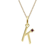 Initial Ruby Letter Necklace In 9ct Yellow Gold