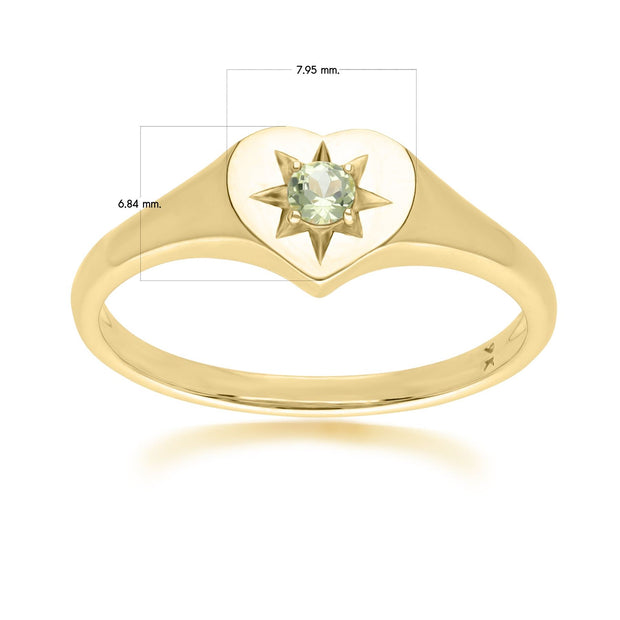 ECFEW™ 'The Liberator' Peridot Heart Ring in 9ct Yellow Gold