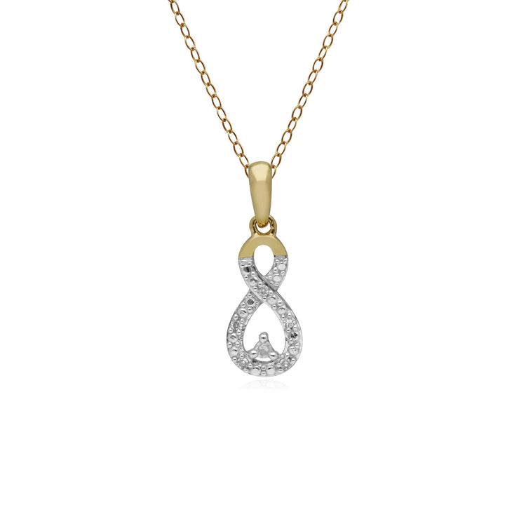 Classic Diamond Infinity Pendant in 9ct Yellow Gold