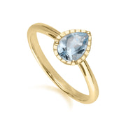 Classic Pear Aquamarine Ring in 9ct Yellow Gold