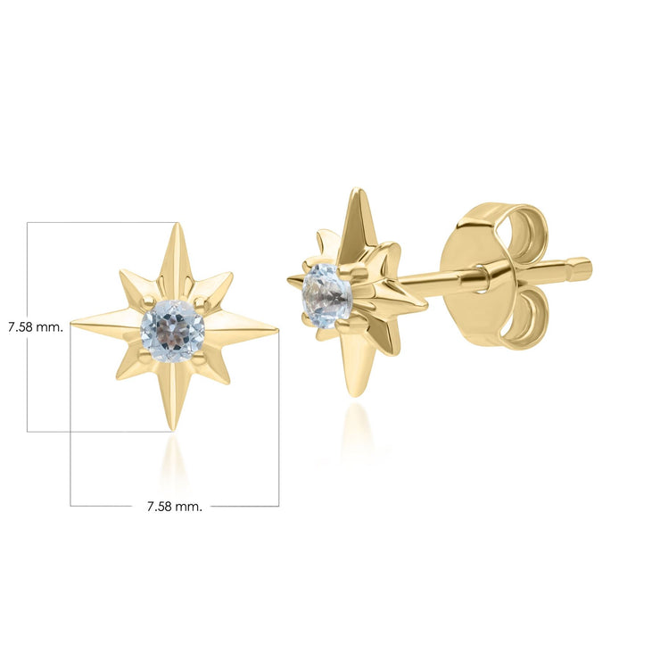 Night Sky Topaz Star Stud Earrings in 9ct Yellow Gold