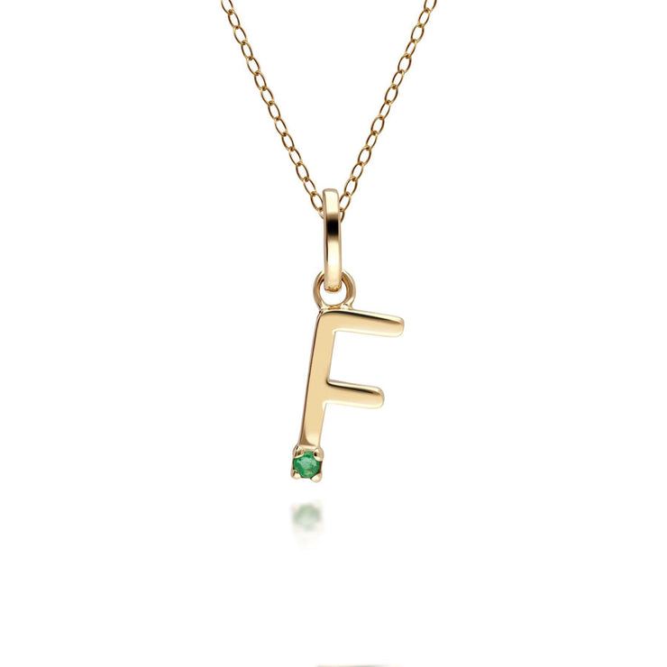 Initial Emerald Letter Necklace In 9ct Yellow Gold