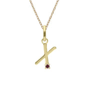 Initial Ruby Letter Necklace In 9ct Yellow Gold