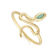 ECFEW™ Emerald Winding Snake Ring in 9ct Yellow Gold