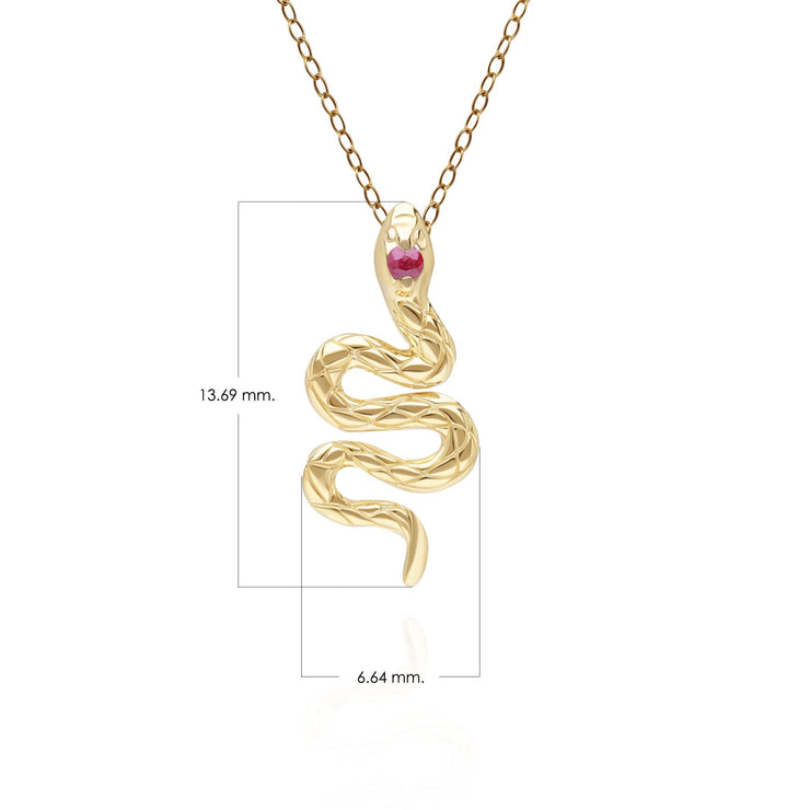 ECFEW™ Ruby Snake Wrap Pendant in 9ct Yellow Gold