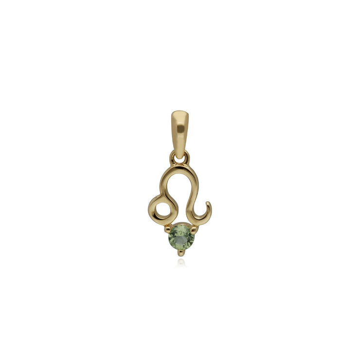 Peridot Leo Zodiac Charm Necklace in 9ct Yellow Gold