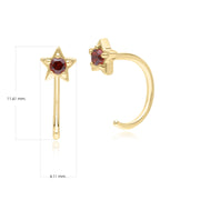 Modern Classic Garnet Pull Through Hoop Earrings in 9ct Yellow Gold