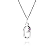 Initial Pink Sapphire Letter Charm Necklace in 9ct White Gold